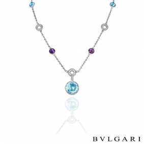 Bvlgari White Gold Multi-Gem & Diamond Parentesi Necklace